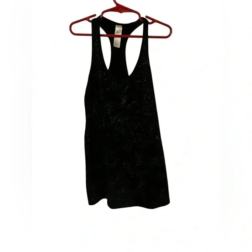 Ivivva by Lululemon girls size 12 tank razorback black with splatter activewear